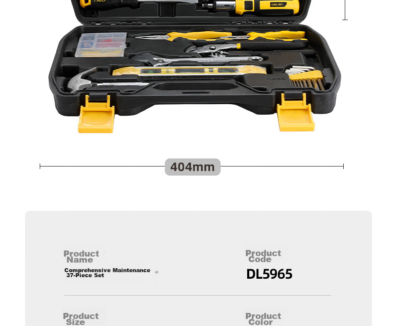 Deli Household Multi-Functional Hardware Toolbox Set, 37-Piece Manual Tool Kit, Electrician Repair Emergency Kit 16