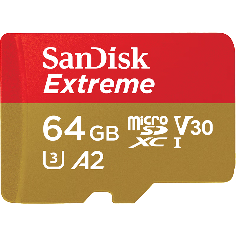 Sandisk 64GB TF (MicroSD) Memory Card, 4K Ultra High Speed Gold Card, A2 V30 U3 Compatible with DJI Pocket 4/Action 6 Action Camera, Drone Storage Card