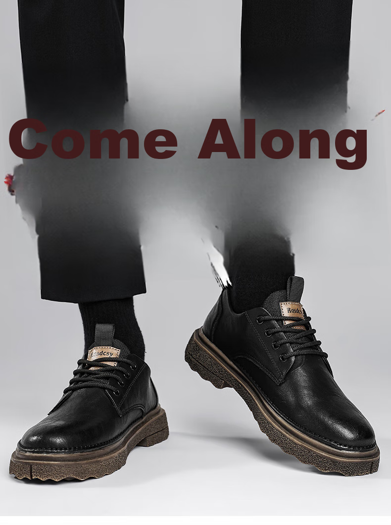 CALIFBULL Men's Shoes, Spring And Summer Men's Style, Height-Increasing Casual Leather Shoes, Derby Business Formal Thick-Soled Leather Shoes, Black And Brown, Size 39 1