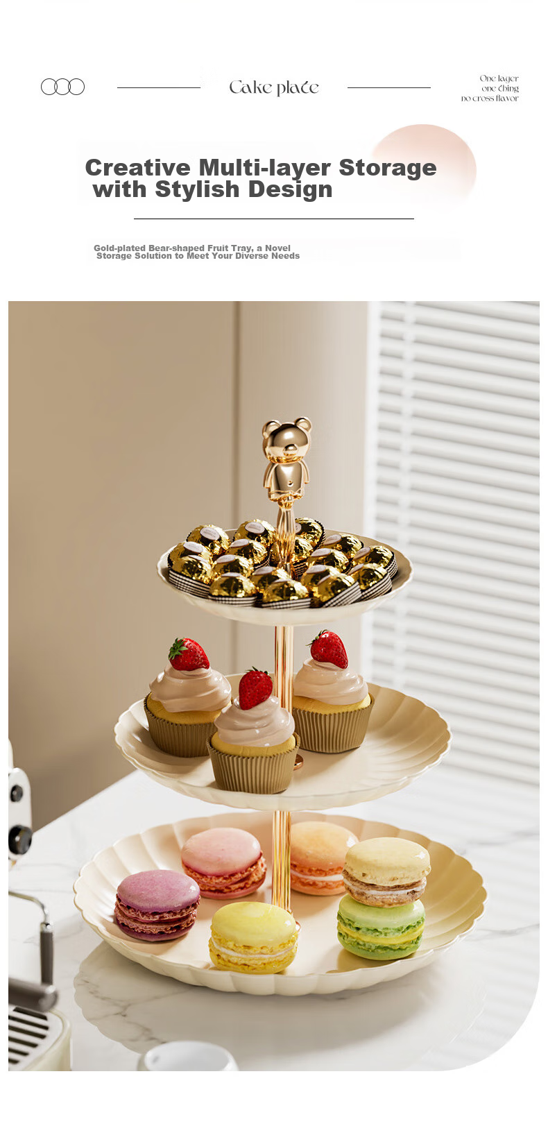 YIJUKE [3-Tier] Luxury Fruit Plate, Living Room Coffee Table Snack Tray, Candy Dish, Dried Fruit And Pastry Stand, Dessert Serving Tray 7