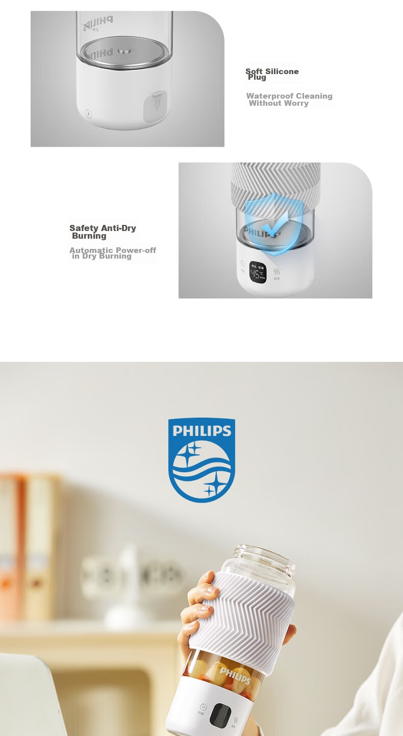 PHILIPS Portable Electric Kettle with Glass Lid for Health Pot, Mini Office Tea Maker with Infuser 19