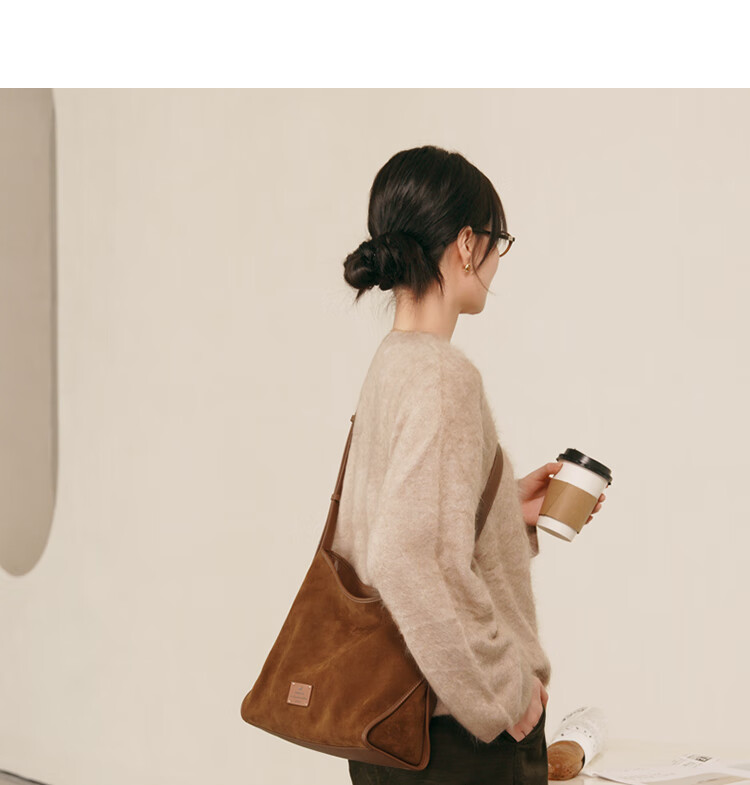 Mood Autumn And Winter Cowhide Hobo Tote Bag for Women, Large Capacity Commuter Underarm Single Shoulder Crossbody Bag, Birthday Gift Versatile Brow 26