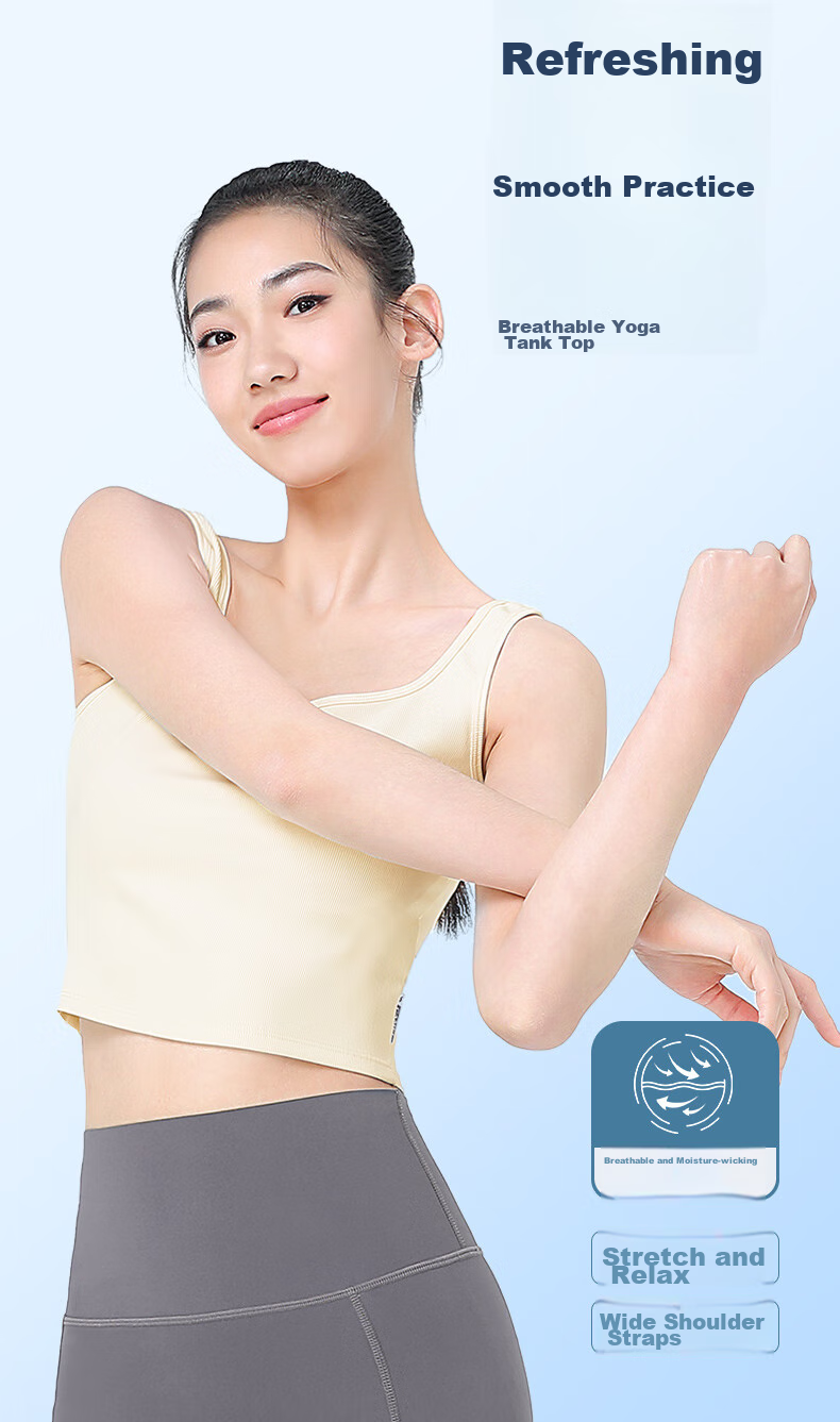 CAMEL Women's Yoga Tank Top, Breathable Quick-Dry Underwear, Fitness Wear for Outer Wear, Sports Beautiful Back Base Layer Y24BAVZ040 2
