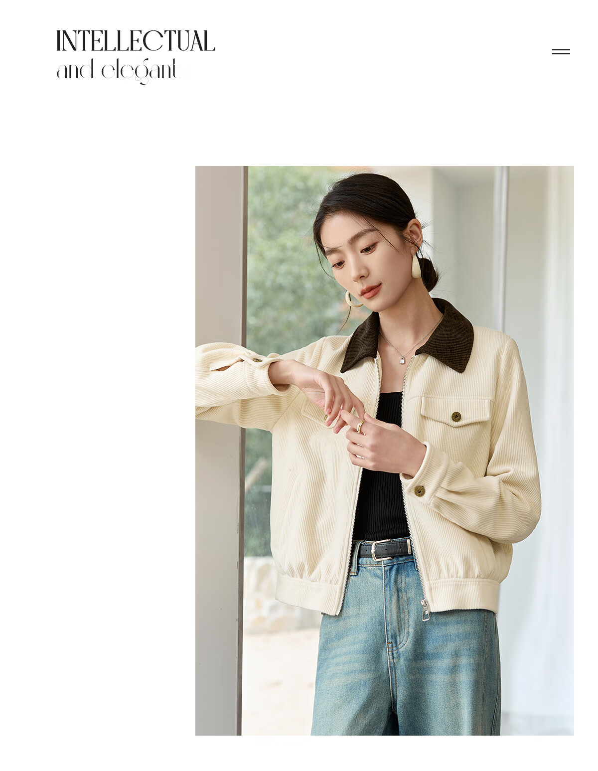 Chushen Vintage Corduroy Short Jacket for Women, Fashionable Color-Block Collar, Casual Versatile Short Coat S51D018 10