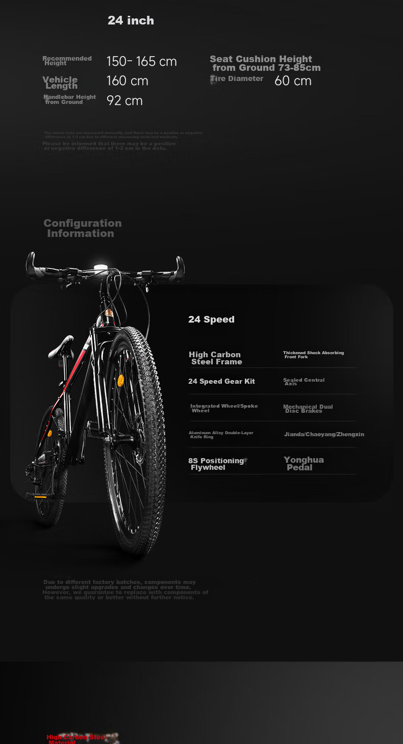 FOREVER Children's Bicycle, 24-Inch, Suitable for Ages 8-10 Youth And Adults, Variable Speed Mountain Bike, Ultra-Lightweight Bicycle 13