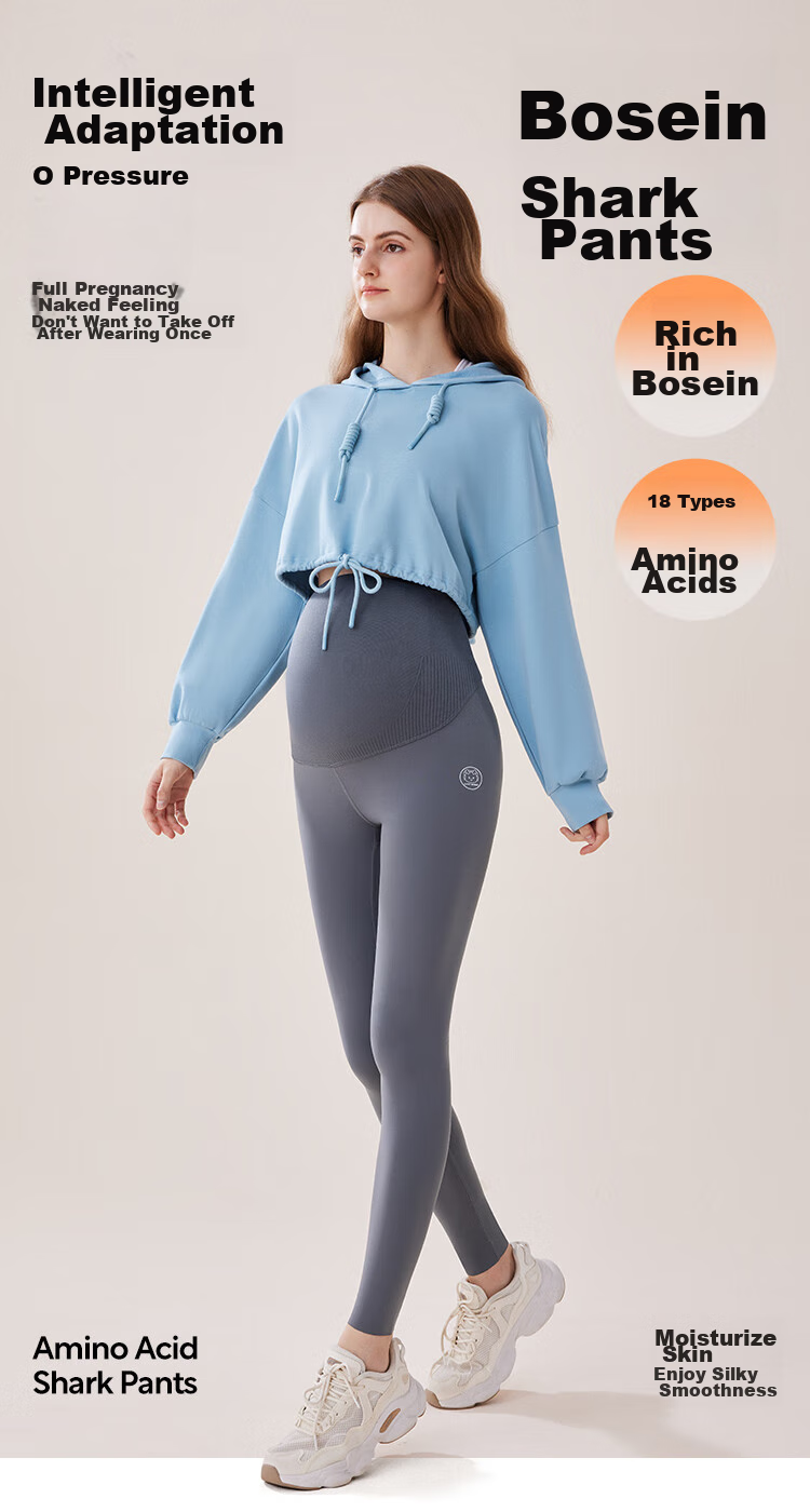 JOYNCLEON Maternity Pants Spring And Summer Bosie Shark Pants for Outer Wear, Base Layer Yoga Belly Support Pants Rock Gray XXL Jyk164020 2