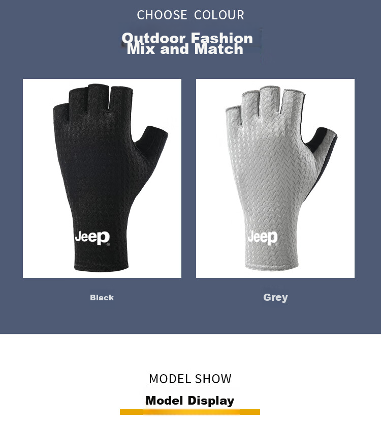 JEEP Gloves for Men And Women, Universal Half-Finger Outdoor Thin Breathable Non-Slip Shock-Absorbing Road Bike Motorcycle Riding Gloves 8