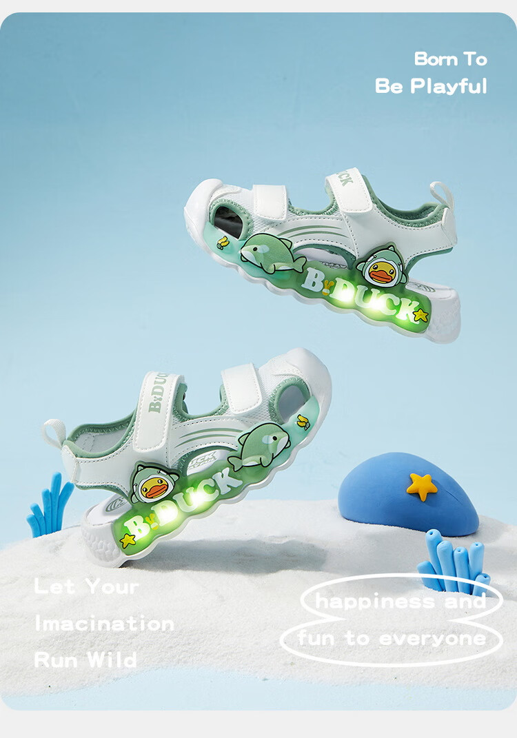 B.Duck Children's Sandals, Cartoon Fashionable Shoes for Boys And Girls, Summer Closed-Toe Beach Shoes, 5006 White-Pink, Size 30 26