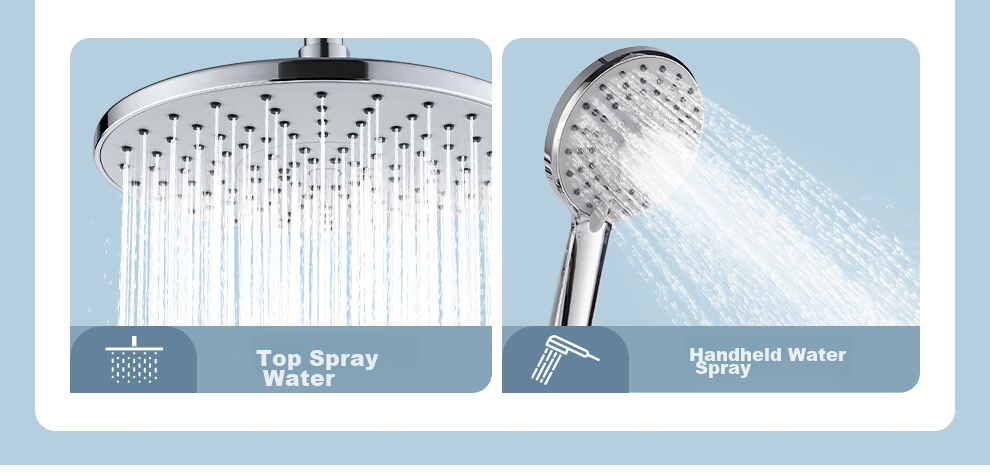 Larsd Surface-Mounted Shower Head Set, Clear Tube Shower Head, Gunmetal Gray Shower Head Complete Set with Shower Faucet LD5066H 10