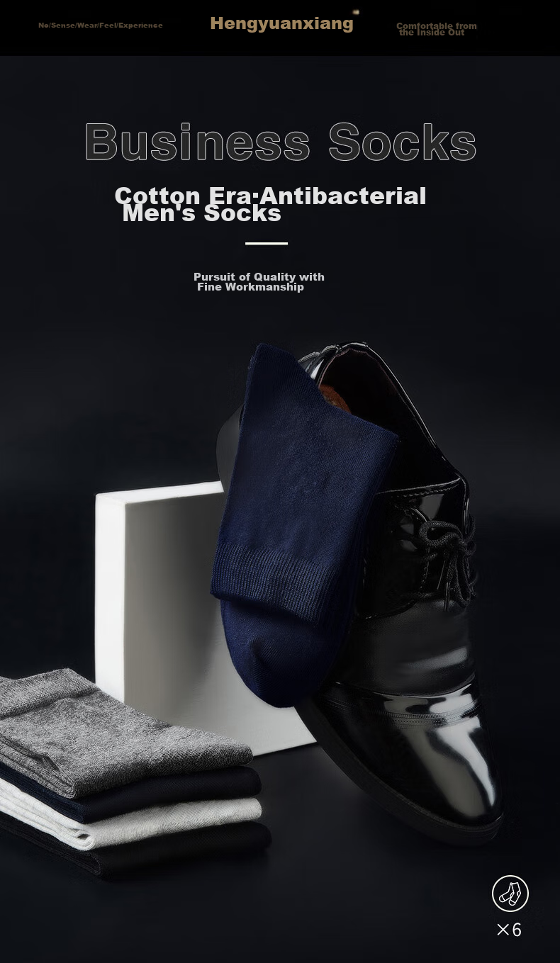 Hengyuanxiang [Hot Selling 200,000] Men's Socks, 100% Pure Cotton, Business Elite Mid-Calf Socks for Men, Sweat-Absorbing And Breathable, Spring And Summer 1