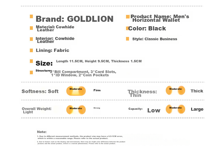Goldlion Men's Wallet, Short Style, Large Capacity, Leather Billfold, Gift Box, Birthday Present 8