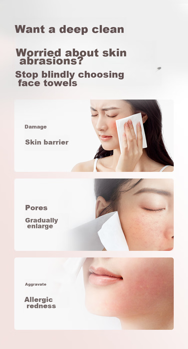 PurCotton Facial Cleansing Wipes, 80 Sheets * 3 Packs, Thickened Mesh, 100% Pure Cotton Soft Towels, Disposable Face Wipes And Towels, 20*20CM 3