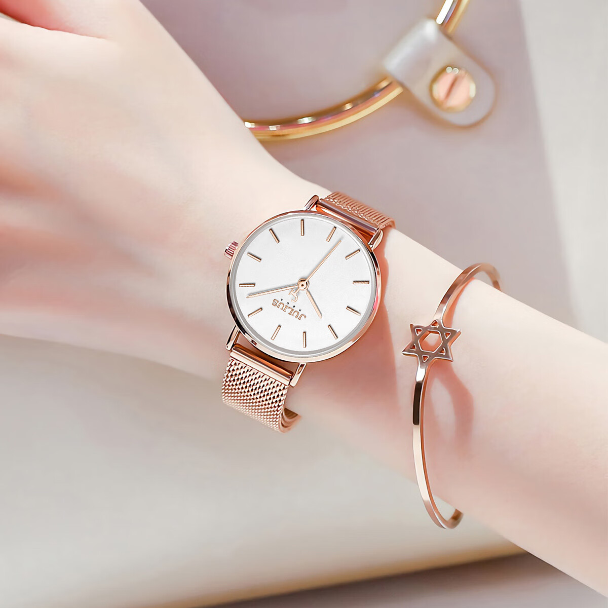 Julius Women's Watch, Fashionable Student Simple Elegant Trendy Waterproof Quartz Ladies Watch, Rose Gold White Face JA-1164LC