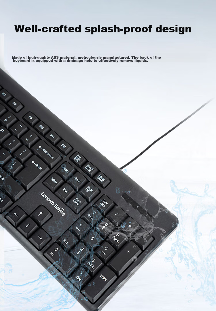 Lenovo Wired Keyboard And Mouse Combo, Full-Size Office Mouse And Keyboard Set, Business Computer Keyboard, All-In Desktop Laptop Keyboard TW11S 4
