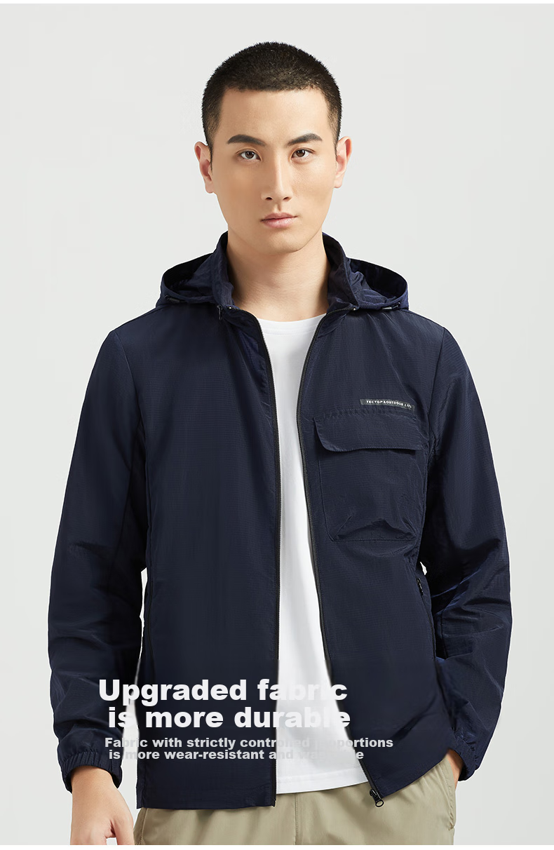 TECTOP Sun Protection Jacket, Men's Lightweight Breathable Hooded Skin Coat, Black M 15