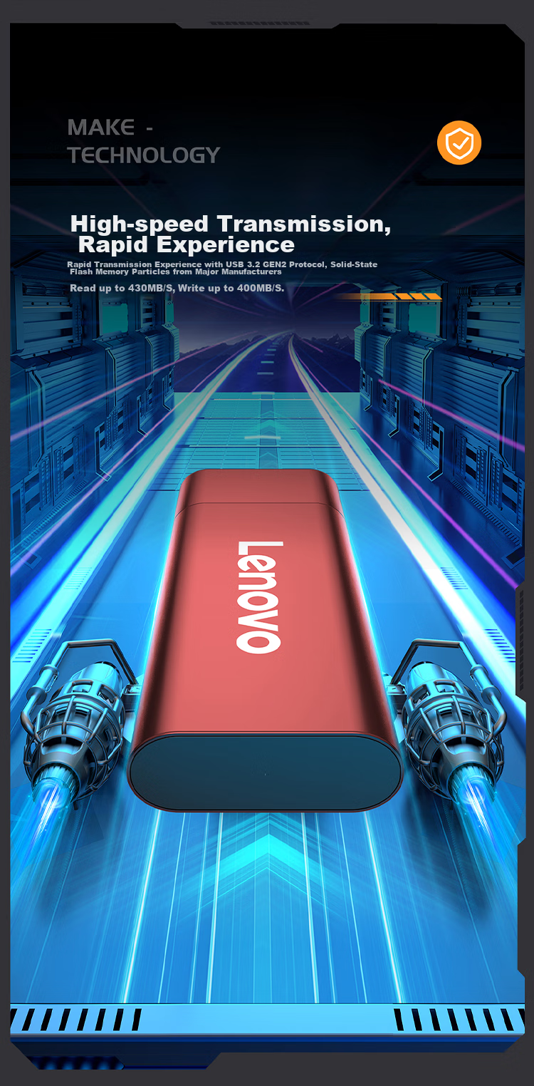 Lenovo 128GB Portable Solid State Drive (PSSD), USB3.1 Interface, ZX1Mini Series, Red 4