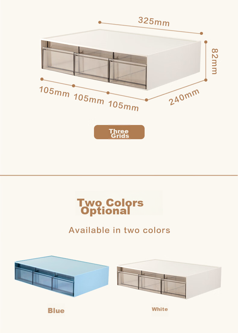 Deli Three-Compartment Desktop Storage Box with Drawer, Office Desk Organizer for Stationery And Document Sorting, Multi-Layer Storage Container, Dustproof Box, White PK106 15