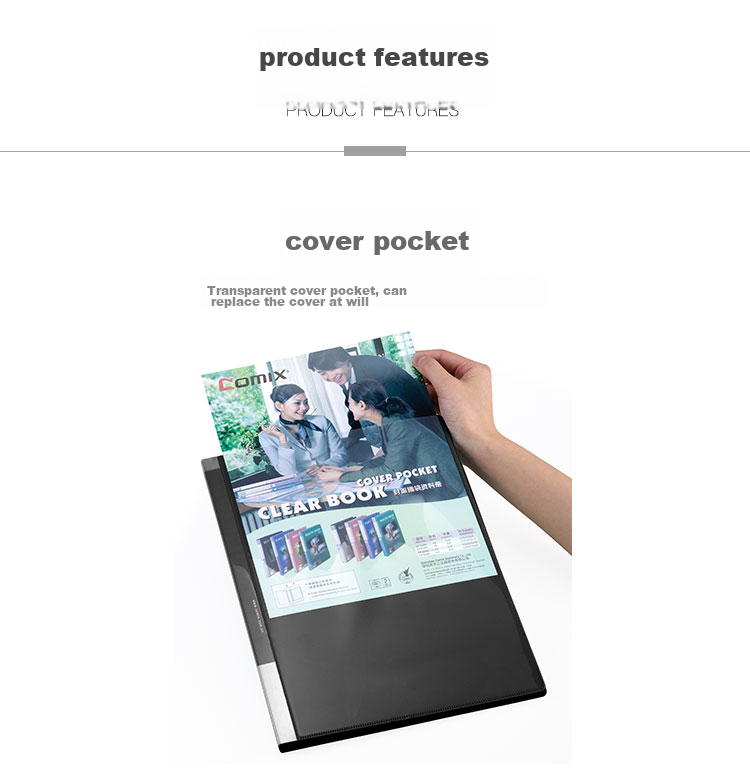 COMIX NF407A-S Loose-Leaf Binder, A4 Size, 40 Pages, 30 Rings, Plastic Cover File Folder, Black 3