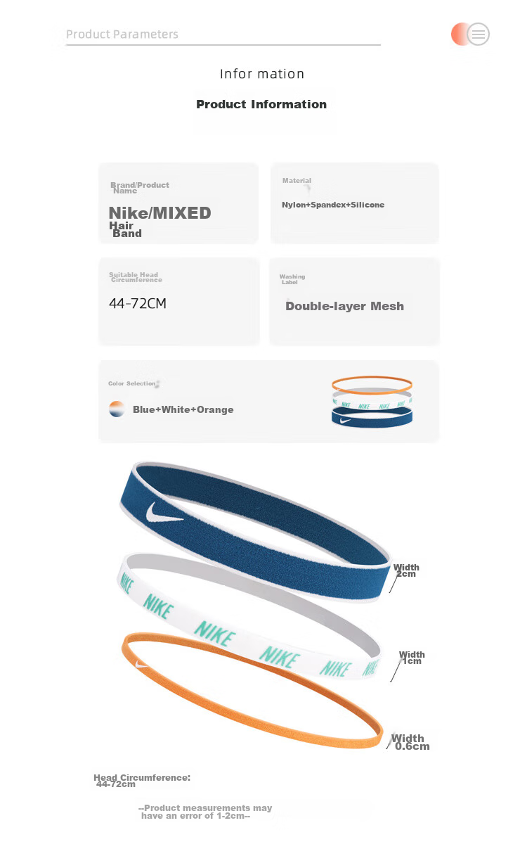 NIKE Sports Headbands Running Basketball Yoga Fitness Sweatbands Hair Bands 3-Pack N1011933036OS 6