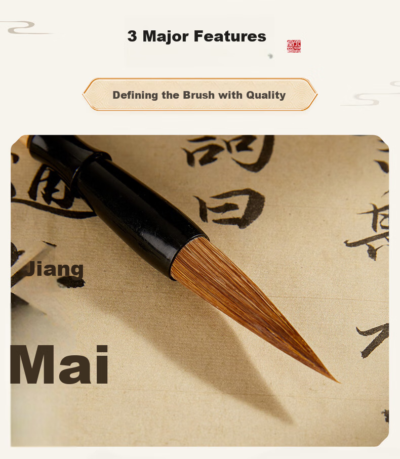 Liupintang Professional Small Regular Script Brush for Calligraphy Beginners, Mixed Wolf And Goat Hair Practice Chinese Painting Regular Script Running Script Calligraphy Set for Adults, Soft Brush Thin Gold Style [Huanbi] 2