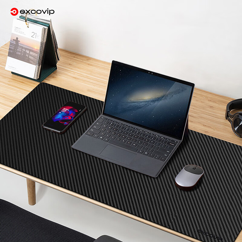 EXCO Mouse Pad, Carbon Fiber Computer Desk Mat, Laptop Office Desk Pad, Large PU Leather Texture, Double-Sided Waterproof Leather Gaming Desk Mat, Gaming Keyboard Pad 0109 8