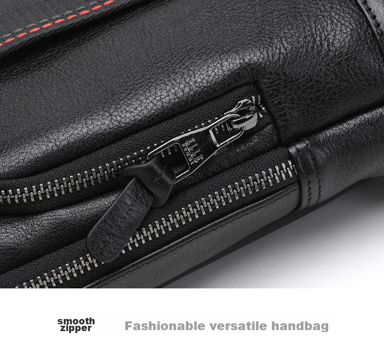ELLE HOMME Fashion Men's Chest Bag, Casual Top-Grain Leather Shoulder Crossbody Bag, Trendy Men's Bag 04280 Black 10