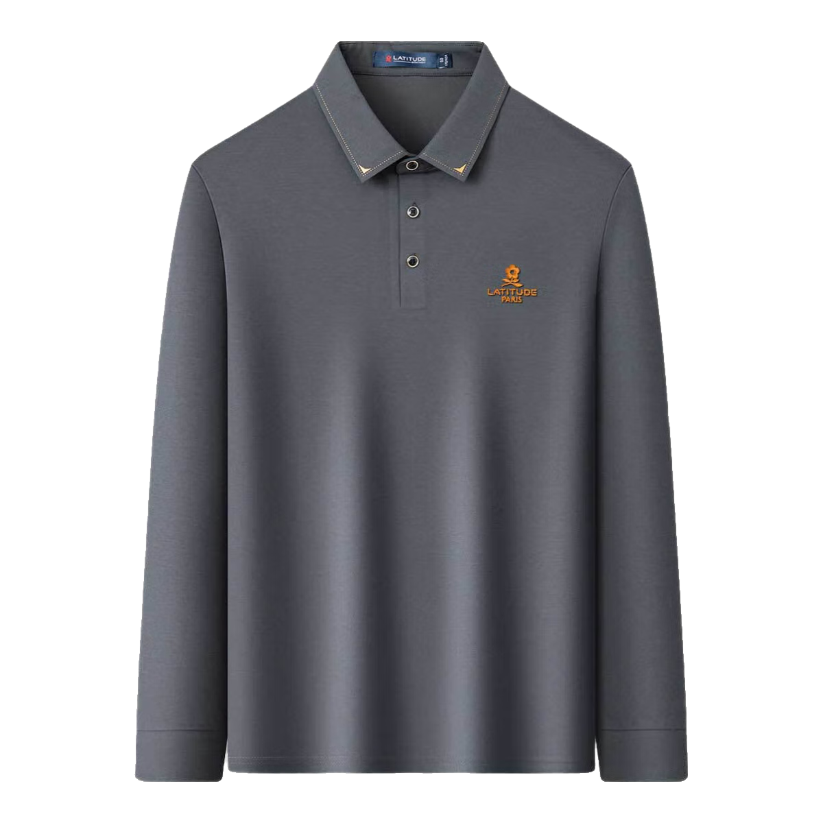 MONTAGUT Autumn Commuter Versatile Men's Long-Sleeve Polo Shirt, Wrinkle-Resistant T-Shirt, JG Gray Blue, XL
