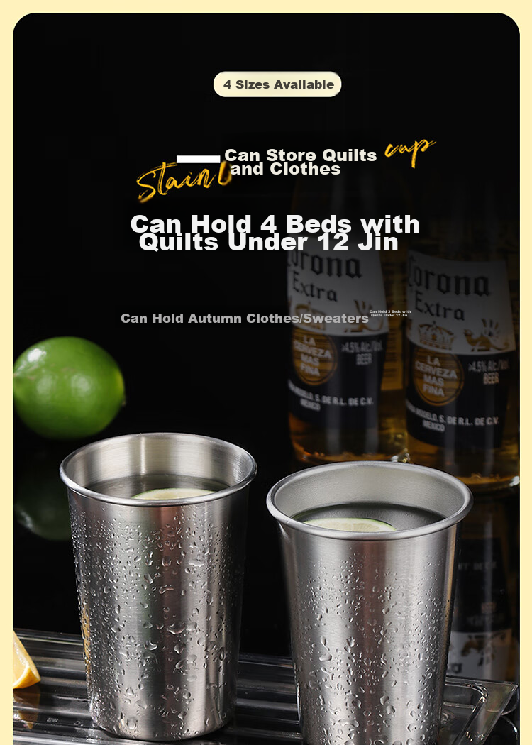 BJ 304 Stainless Steel Beer Mug Cold Drink Juice Cup Coffee Mug Shatterproof Home Beer Water Cup 350ML Single Pack 1