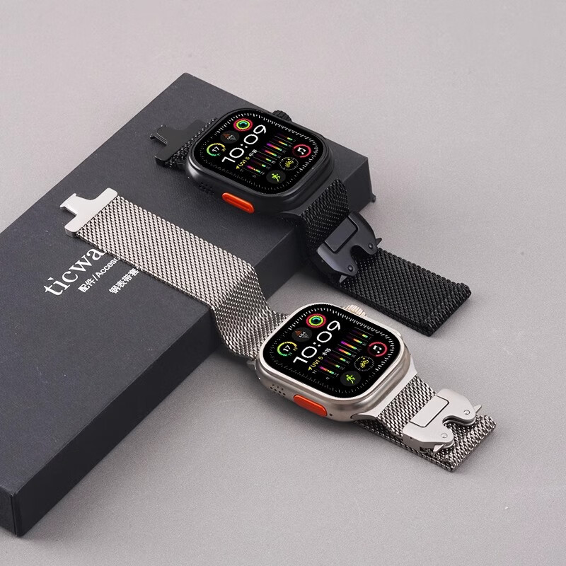 Biaodai Brother Apple Watch Ultra 3 Band Pure Titanium Metal Apple Watch Ultra 2 Silicone SE3 Titanium iWatch S11/10/9/8/7 Magnetic Titanium Wristband 19