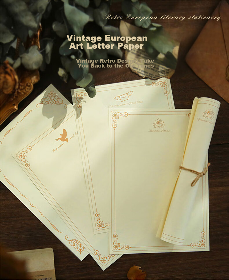 Shiluode Valentine's Day Love Letter Stationery, Romantic Confession, Vintage Rose Literary Paper, A4 Size, Handwritten Couple's Cards, 20 Sheets Per Pack 1