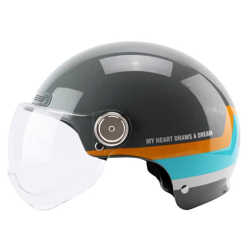 BIGBRO K15 Gray Ribbon, New National Standard 3C Certified Motorcycle Electric Bike Riding Helmet, Unisex All-Season Sun Protection Electric Scooter Summer Half Helmet