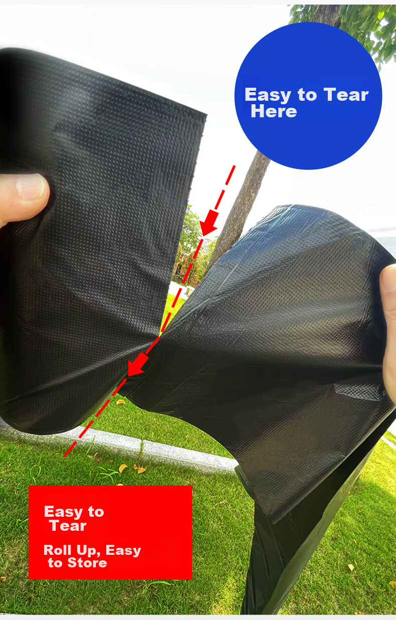 Ejie Flat-Top Garbage Bags, Black, 80*100cm, 50 Pieces, 1.3 Microns Thick, Perforated, Extra Large Size, for Property Management, Hotels, Kitchens 3