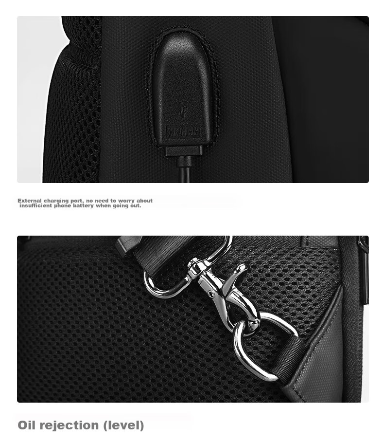 MARK RYDEN Men's Shoulder Bag, Business Casual Crossbody Bag, Water-Resistant Chest Pack, Fashionable Sports Mini Backpack MR7069 Elegant Black 22