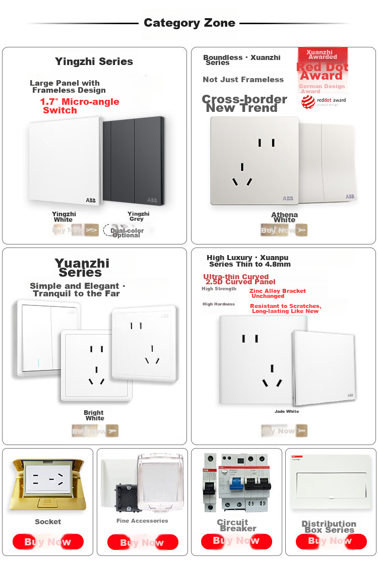ABB Switch Socket Panel, Yingzhi Series White 16A Three-Hole Air Conditioner Socket, CA206 1