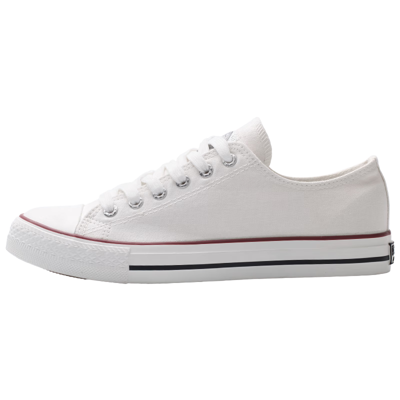 Warrior Official Canvas Shoes Men's Spring Summer Low-top Breathable Classic Couple Sneakers Casual Shoes White Size 44