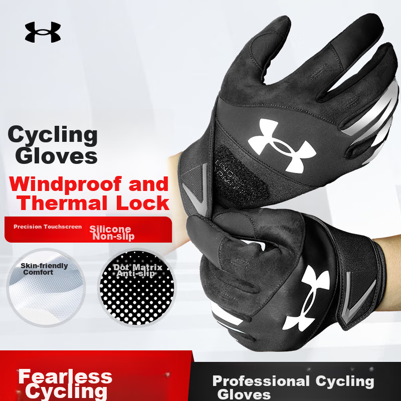 Under Armour Fitness Cycling Gloves, Winter Warm Fleece-Lined Gloves for Men And Women, Electric Motorcycle Bicycle Windproof Mountaineering Skiing Gloves