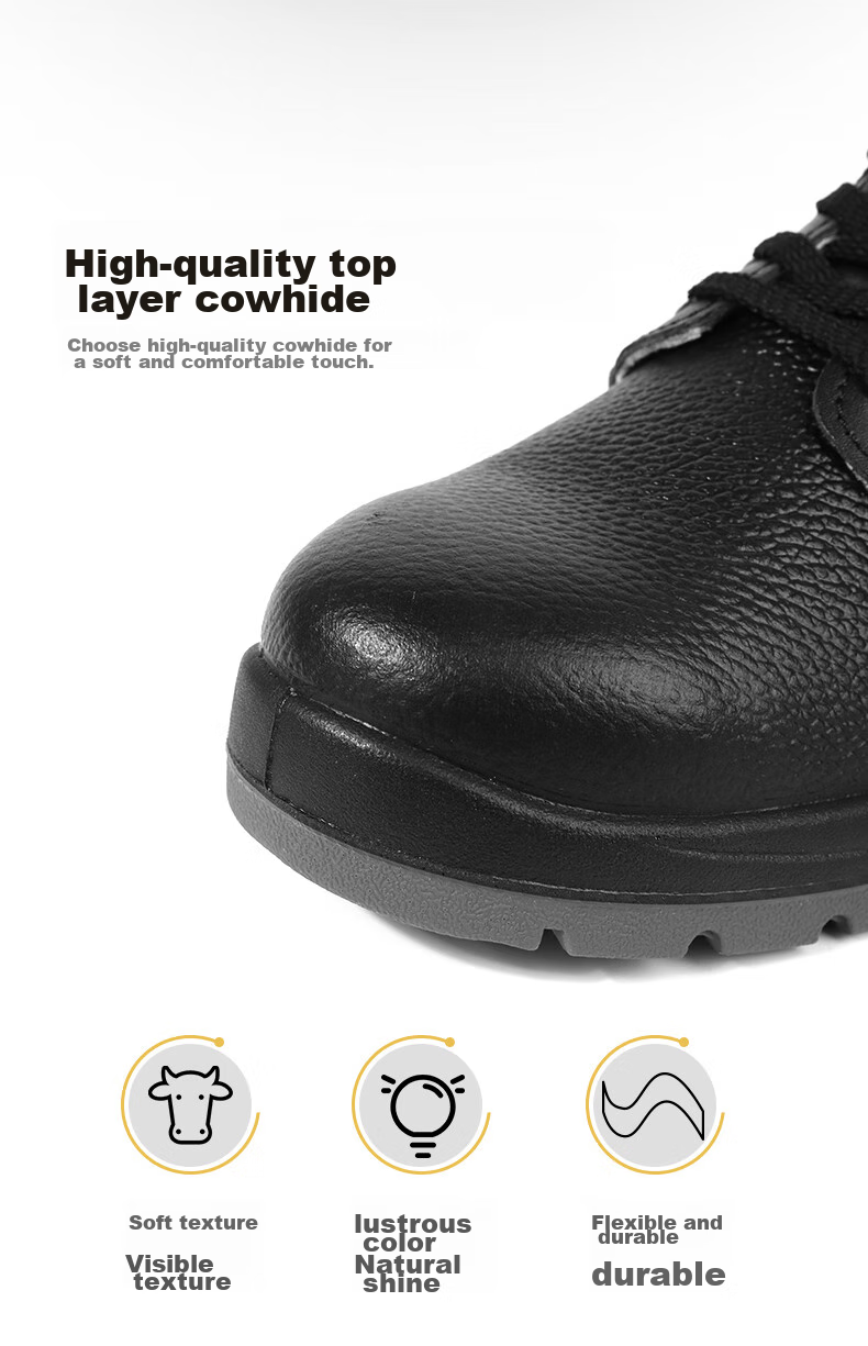 DUNWANG Anti-Smashing And Puncture-Resistant Safety Shoes for Men with Steel Toe Cap And Steel Sole, Cowhide Protective Work Boots, Wear-Resistant 1377 Safety Shoes Size 39 3