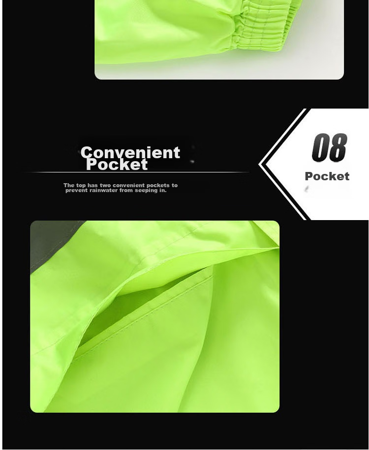 Minggu Reflective Raincoat And Pants Set, Storm-Proof, Flood Prevention, Cold-Resistant, Two-Piece Rainwear, Fluorescent Green, XL, CW344023 16