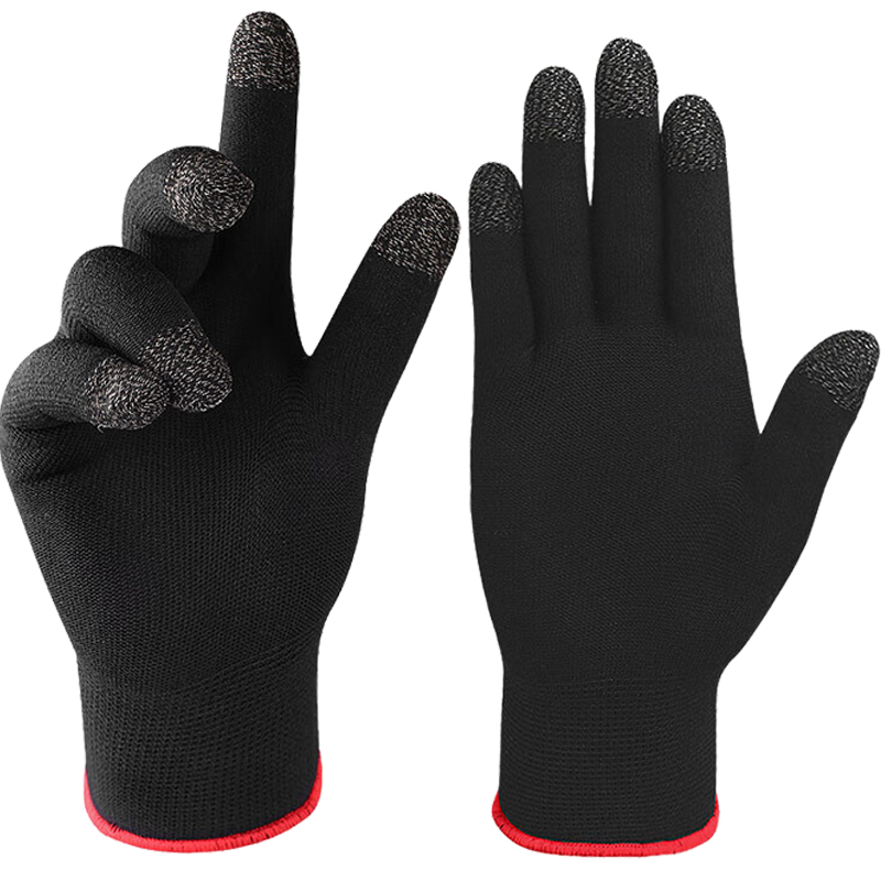 Masentek Gaming Gloves Red And Black, PUBG Thumb Covers, Mobile Game E-Sports Professional Anti-Slip Sweat-Absorbing Touchscreen Breaker for Honor of Kings, Ultra-Thin Breathable, 2 Pairs