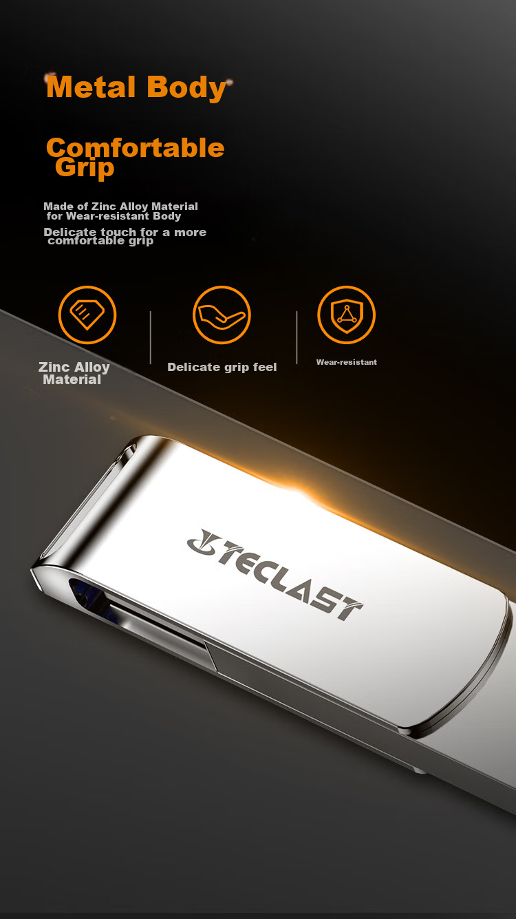 TECLAST 64GB Type-C Dual Interface Flash Drive, USB3.2 High-Speed C Port Large Capacity Universal for Phones And Computers, Office Study Business Metal USB Drive 4