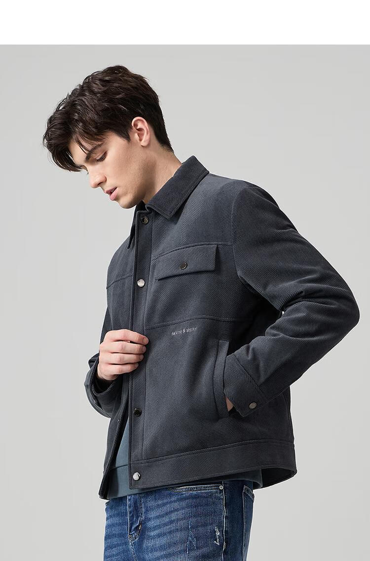 DANCING WOLVES 85% Duck Down Autumn Winter Corduroy Lapel Thick Men's Down Jacket 102 Dark Blue 175 13