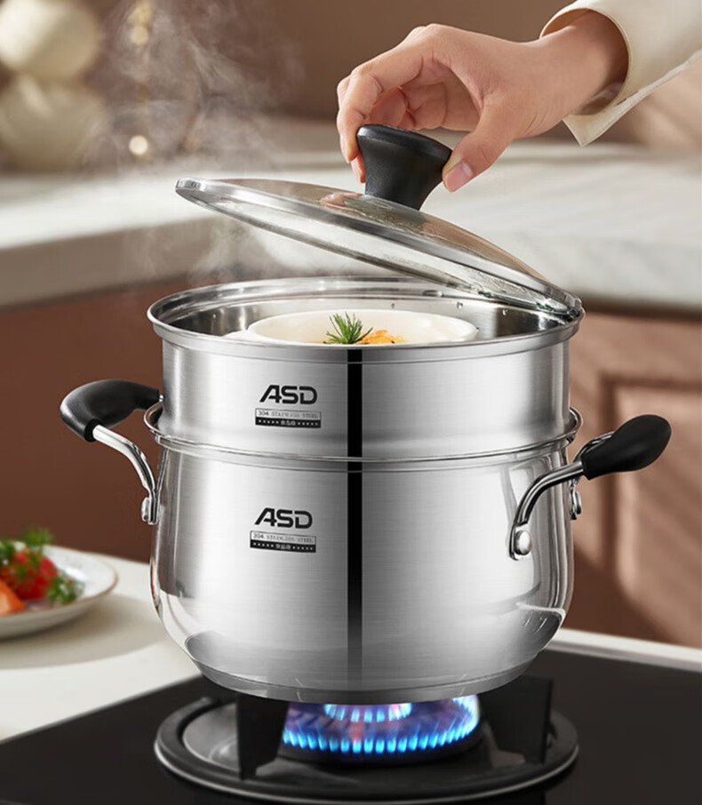 ASD Soup Pot, 304 Stainless Steel Steaming Pot, Thickened Bottom Stew Pot, Milk Pot, 24CM, Compatible with Gas And Induction Stoves, B1 4