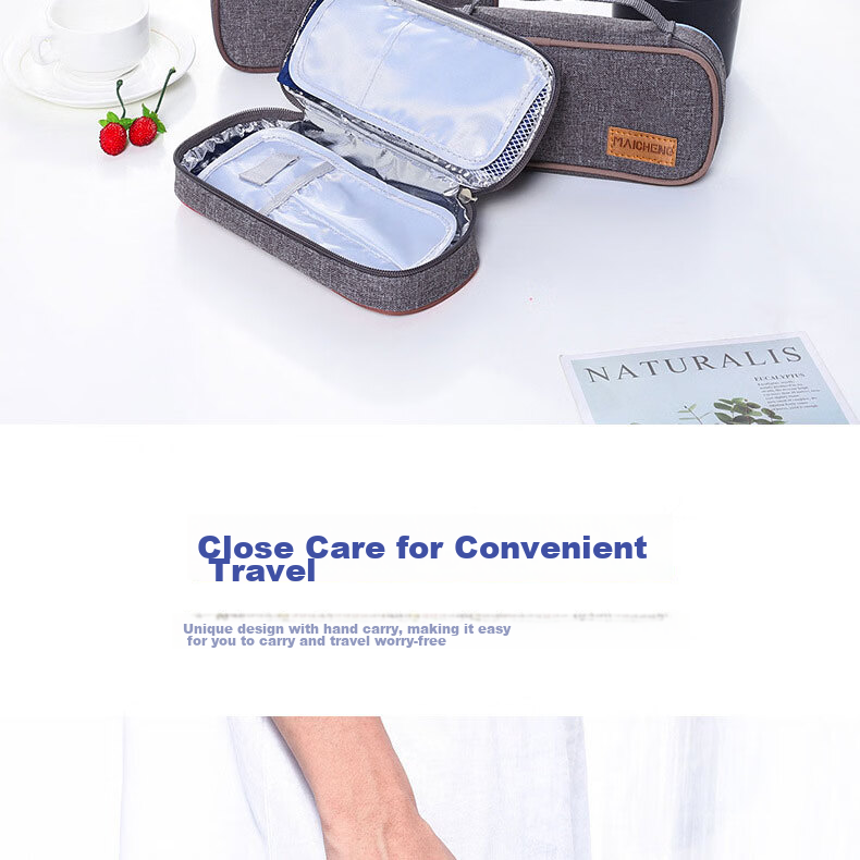ASY Insulin Cooler Box Portable 2-8°C Medicine Refrigerator Breast Milk Cooler Insulin Insulation Bag Interferon Insulated Box Portable Airplane And High-Speed Rail Travel Medical Drug Storage Box Eye Drops Growth Hormone Injection Insulin Travel Kit Cold Storage Cooler Bag 7