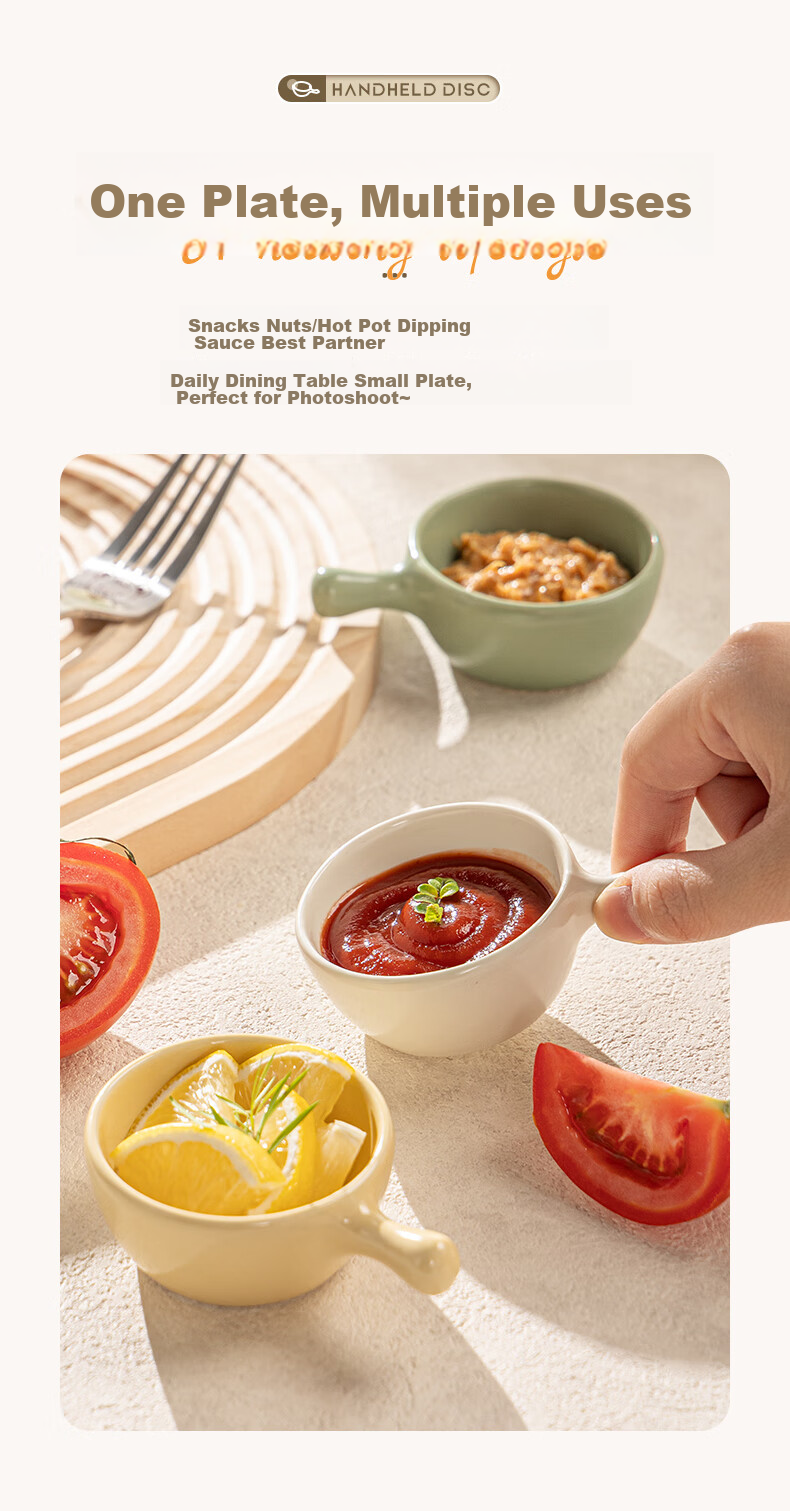 Guangyi Ceramic Four-Color Dipping Sauce Plates, Soy Sauce Dishes, Seasoning Plates, Snack Dishes, Condiment Plates, Ceramic Four-Piece Set GY7448 10