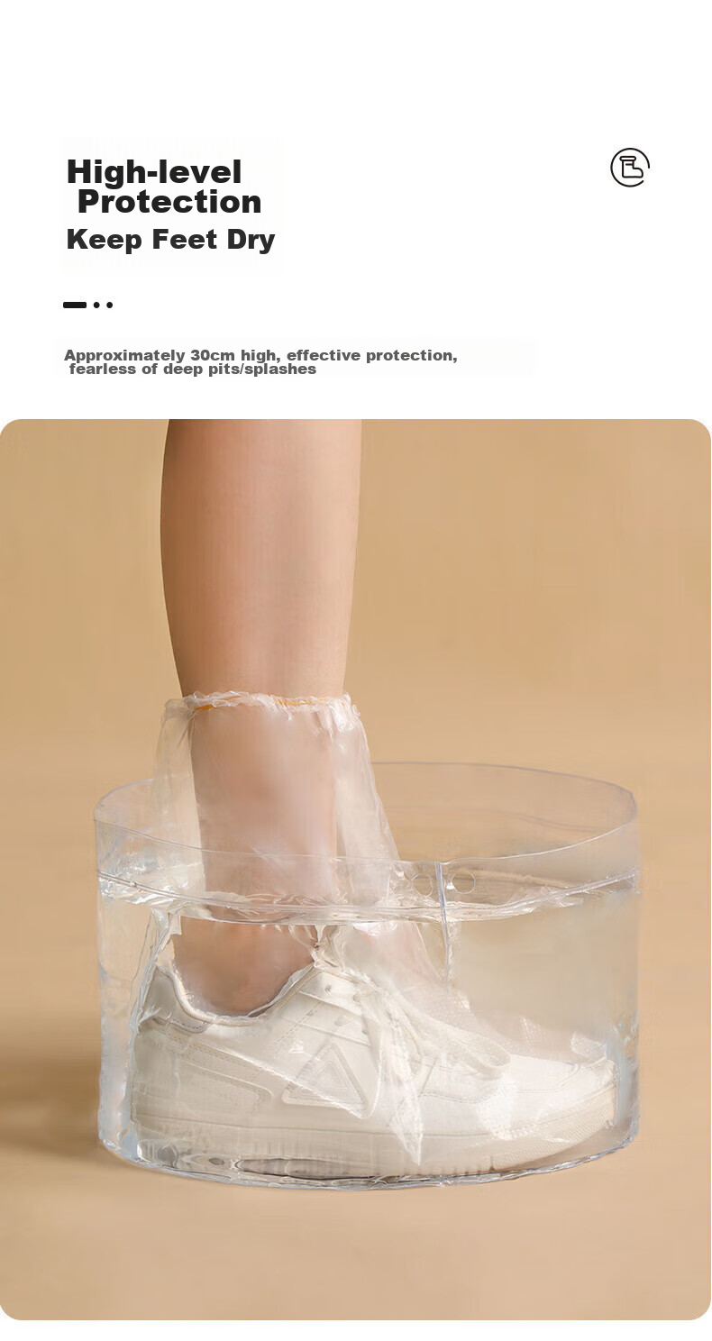 BWNK Disposable Rain Shoe Covers, Thick Waterproof Non-Slip Mid-Calf Plastic Overshoes for Men And Women, Pack of 10 3