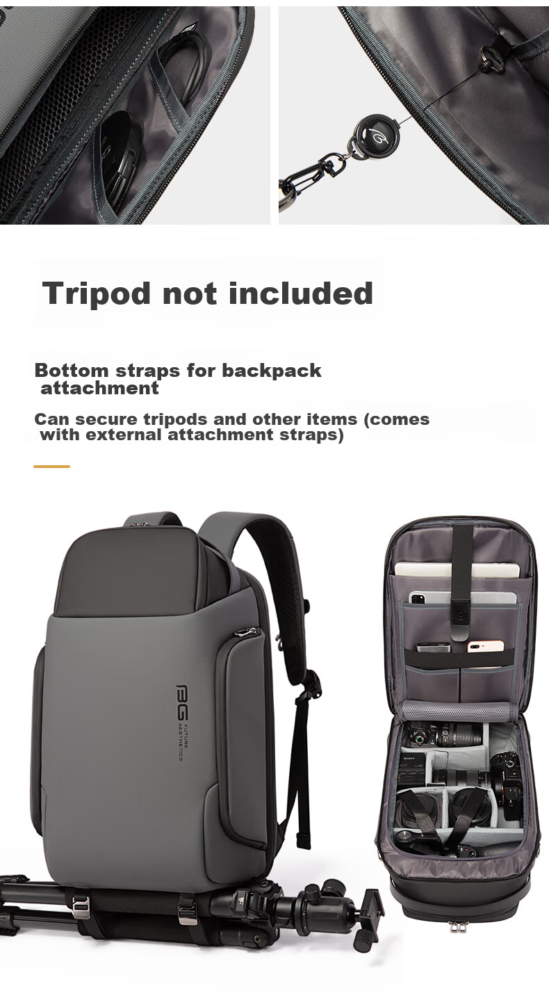 Bange Professional Photography Camera Bag, Drone Disassembly Multifunctional DSLR Mirrorless Camera Backpack, Digital Storage Backpack, Gray 10