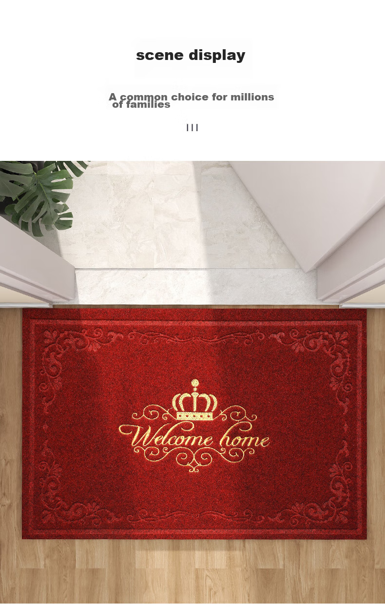 Huaxu Entrance Mat, Doorway Doormat, Front Door Foot Mat, Festive Non-Slip Mat, Red, 60*90 8