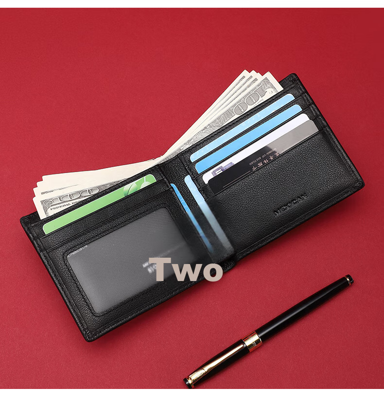 MEXICAN Men's Short Wallet, Top-Grain Leather, Lightweight And Soft Card Holder, High-End Gift Box, Birthday Present for Men And Fathers 5