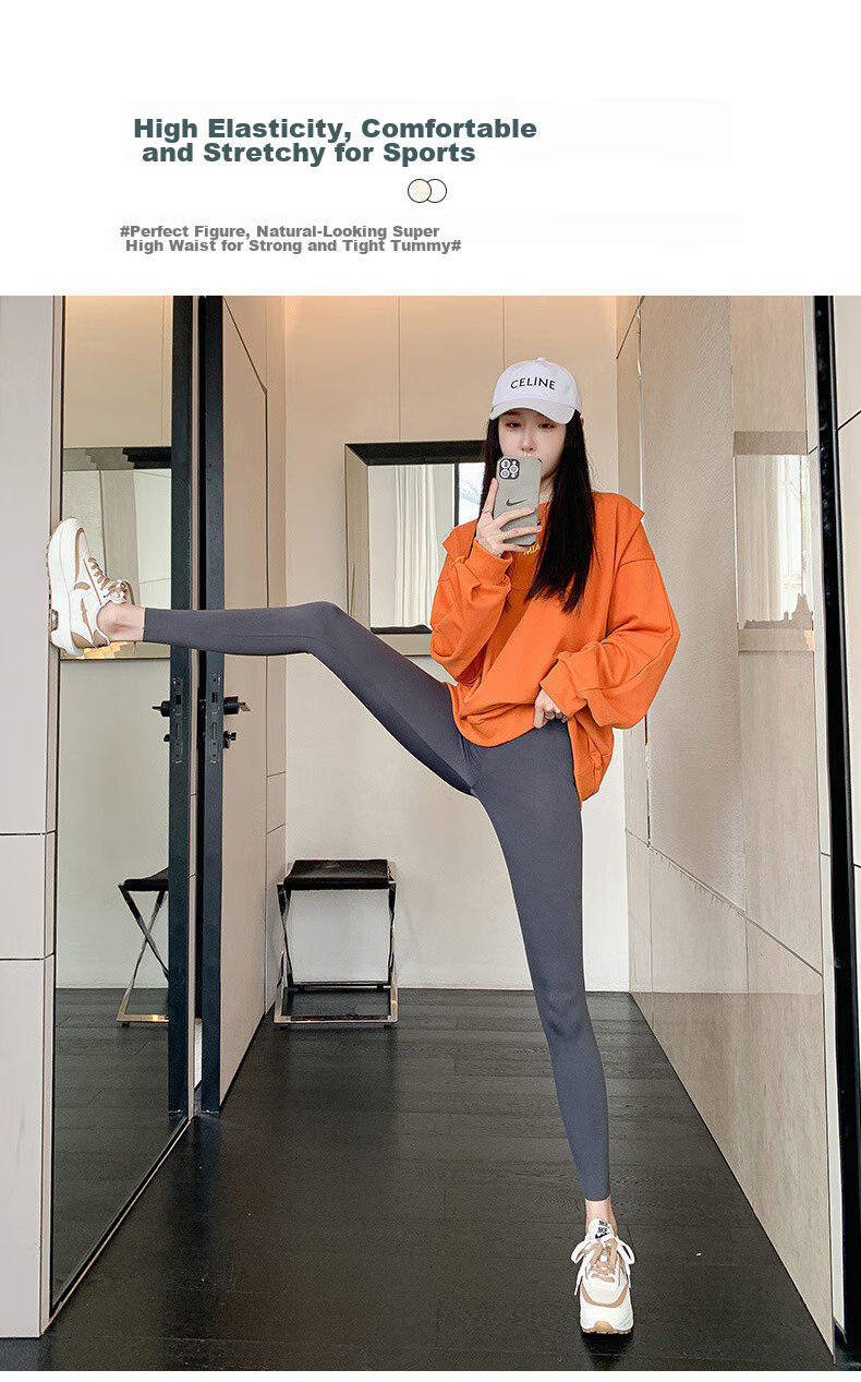 LangSha Shark Leggings for Women, Thin Autumn Style, Tight-Fitting, Tummy Control, Butt-Lifting, High-Waist Fitness Base Layer Yoga Pants 13