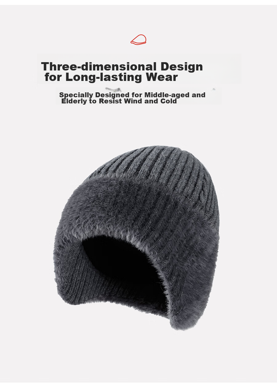 Hengyuanxiang Men's Hat for Autumn And Winter Warmth, Thick Wool Knit Cap for Middle-Aged And Elderly, Birthday Gift for Dad Or Grandpa 10